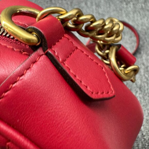 GUCCI GG Marmont Red Leather Shoulder Bag 775-071825 - Picture 7 of 15
